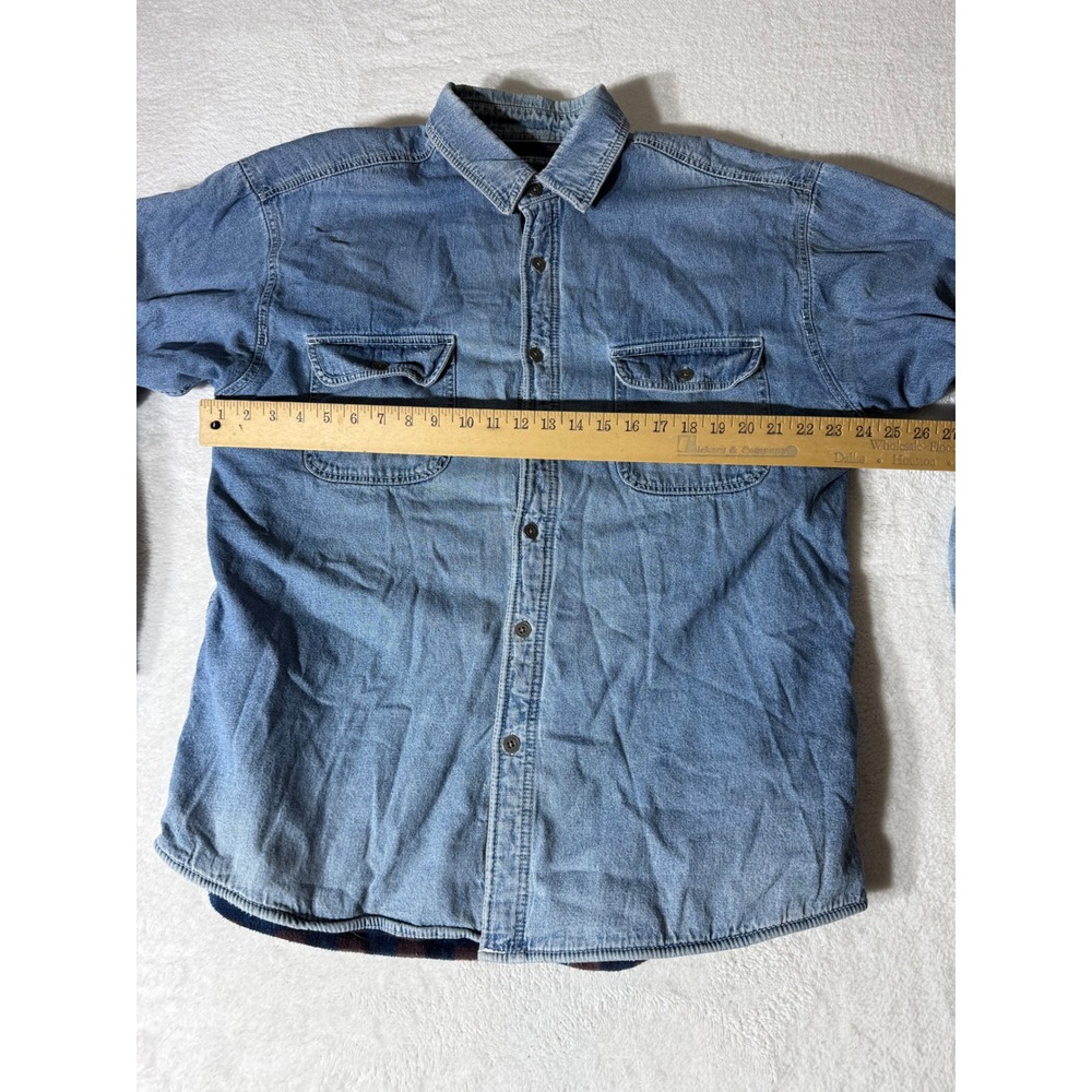 Levi Strauss Denim‎ Shirt Jacket Men XL Blue Good Fleece Lined Plaid Workwear - Picture 5 of 12